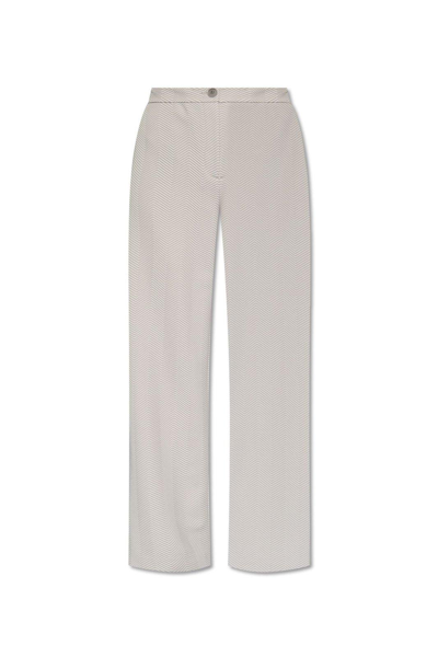 Emporio Armani Herringbone Trousers In Light Grey