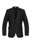Alexander Mcqueen Tailored Jacket With Pinstripes And Structured Shoulders In Nero
