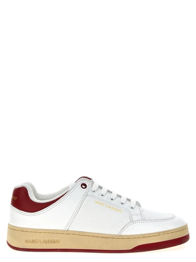Saint Laurent White Leather Sl/61 Sneakers In Blancoptblancopt