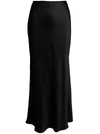 PLAIN BLACK 'MIDI' SKIRT WITH VOLANT DETAIL AT THE END IN SATIN WOMAN