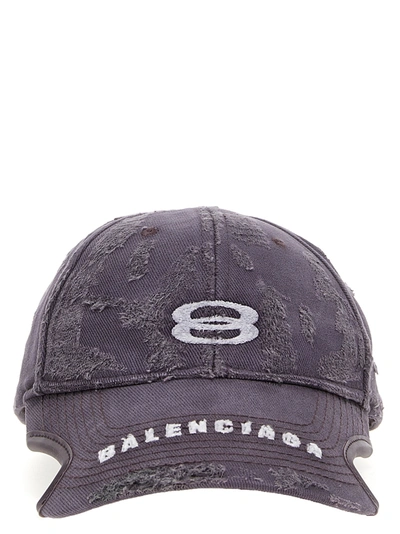 Balenciaga Unity Sports Icon Distressed-effect Cap In Purple