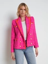 L Agence Alectra Neon Tweed Collared Jacket In Rhodamine/glow Orange