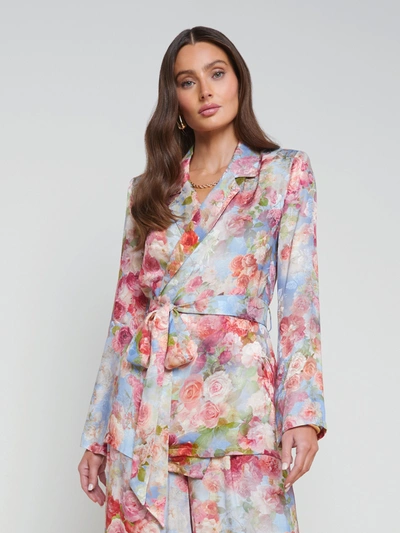 L Agence Ciara Robe Blouse In Multi Soft Cloud Floral