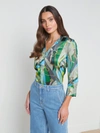 L'agence Dani Belt Swirl Printed Silk Blouse In Sea Green