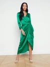 L Agence Kadi Wrap Silk Maxi Dress In Sea Green