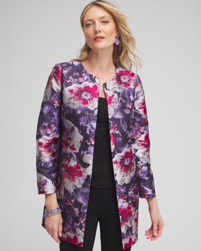 Chico's Floral Jacquard Jacket In Purple Size Large |