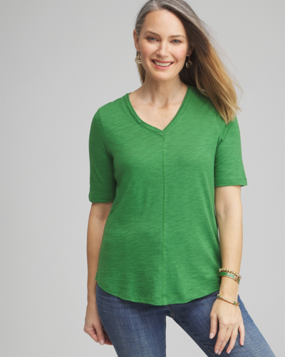 Chico's Elbow Sleeve A-line Tee In Verdant Green