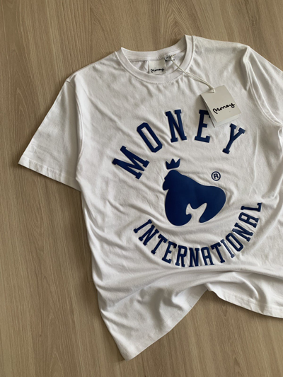 Pre-owned Vintage Money T-shirt International Tee Print Big Logo Y2k In White/blue