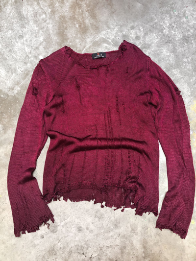 Pre-owned 14th Addiction X If Six Was Nine Y2k Distressed Knitl'equipe Yoshie Inaba Japan In Maroon