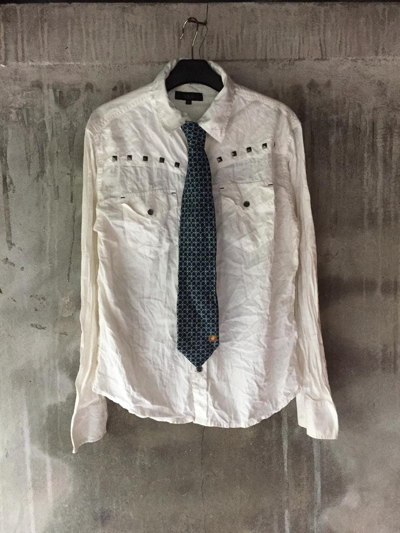 Pre-owned Hysteric Glamour X If Six Was Nine Chain Of Destiny 2 In 1 Versace Tie Button Shirt Punk Style In White