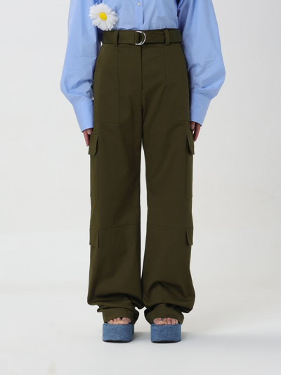 Msgm Cotton Blend Straight Cargo Trousers In Military