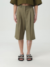 Msgm Khaki Pinstripe Shorts In Green