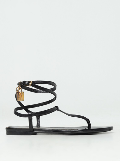 Tom Ford Padlock Ankle Strap Sandal In Black