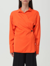 Ferragamo Shirt With Asymmetrical Closure Orange Women In Red