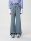 Loewe Women's Chain-link Wide-leg Jeans In Blue
