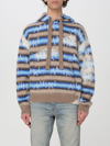 Amiri Staggered Striped Mohair And Wool-blend Hoodie In Blue