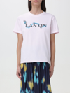 Lanvin Short-sleeved Cotton T-shirt With Graphic Logo Design In Pink