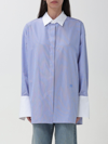 Loewe Blue Cotton Deconstructured Shirt In Blue