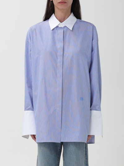 Loewe Woman Shirt Azure Size 8 Cotton In Blue