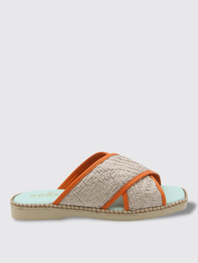 HOGAN MULTICOLOUR RAFFIA AND レザー フラットシューズ Hogan Leather Flat Shoes In Blue | ModeSens