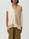 Marni Asymmetric Colorblock Cashmere Knit Cardigan In Beige