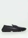 Dolce & Gabbana Leather Loafers With Round Toe And Textured Finish In Black