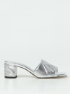 Alexander Mcqueen Alexander Mc Queen Metallic Leather Heel Sandals In Silver