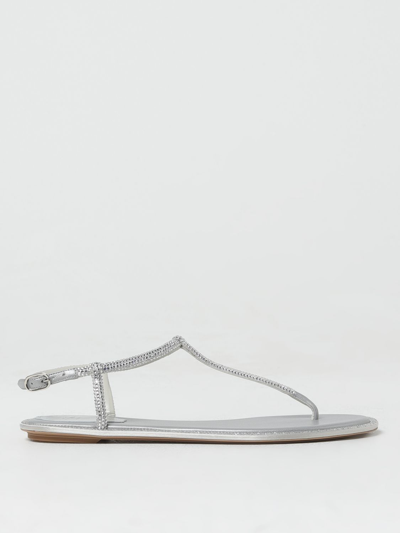 RENÉ CAOVILLA FLAT SANDALS RENE CAOVILLA WOMAN COLOR SILVER,F28417061