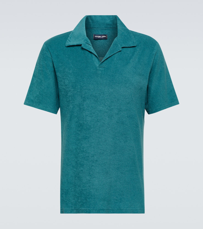 Frescobol Carioca Faustino Cotton-blend Terry Polo Shirt In Blue