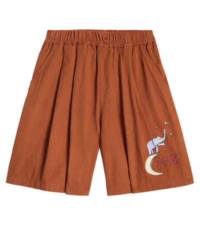 Jellymallow Kids' Printed Cotton Shorts In Brown
