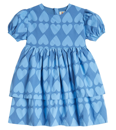 Jellymallow Kids' Heart棉质连衣裙 In Blue