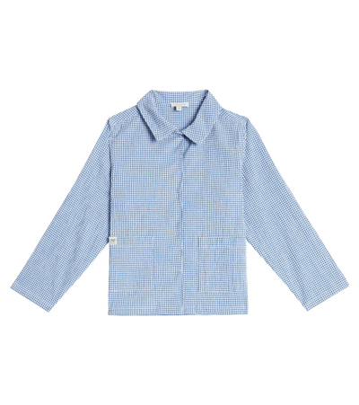 Liewood Kids' Kory Checked Seersucker Overshirt In Blue