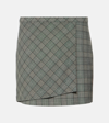 Ganni Wrap-design Check-print Miniskirt In Grey