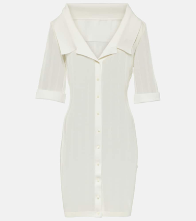 Jacquemus La Mini Dressing Gown Manta Jersey Shirt Dress In White