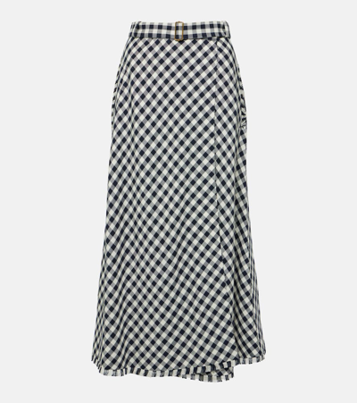 Etro Gingham-check Wrap Midi Skirt In Black