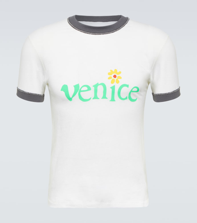 Erl Venice Printed Cotton Jersey T-shirt In White