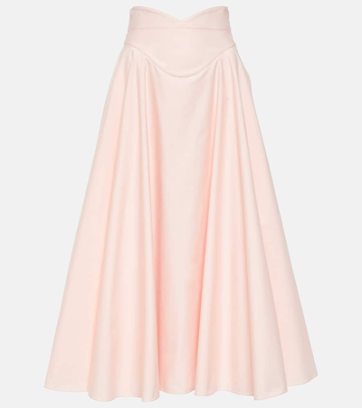 Alexander Mcqueen Flared Cotton Maxi Skirt In Pink