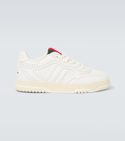 Gucci Re-web Leather Trainers In White