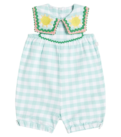 Stella Mccartney Baby Checked Cotton Playsuit In Multicoloured