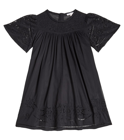 Chloé Kids' Ruffled Cotton Dress In Black