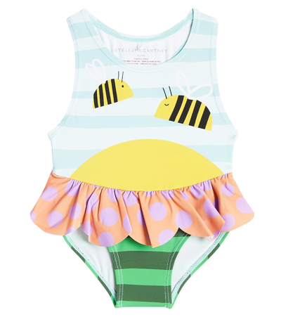 Stella Mccartney Babies' 蜜蜂印花连体泳衣 In Multicoloured