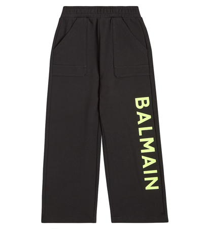 Balmain Kids' Logo Cotton Jersey Sweatpants In Black