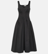 Alexander Mcqueen Sweetheart-neck Cotton Midi Dress In Black