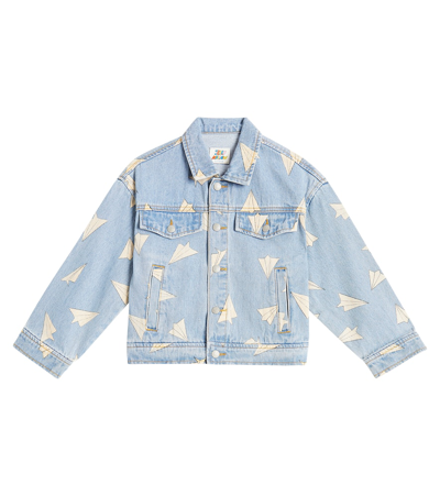 Jellymallow Kids' Paper Airplane Denim Jacket In Blue