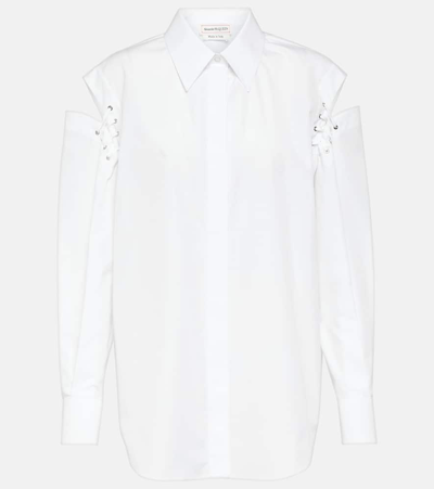 Alexander Mcqueen Cutout Cotton Poplin Shirt In White