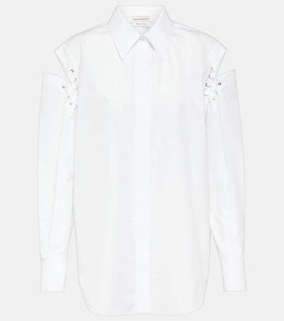 Alexander Mcqueen 挖剪棉质府绸衬衫 In White