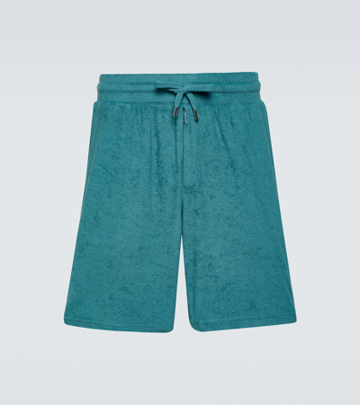 Frescobol Carioca Augusto Cotton-blend Terry Shorts In Green