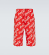 Erl Coca-cola Printed Canvas Shorts In Brown