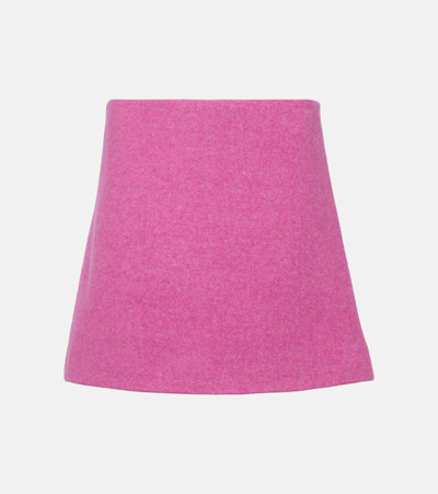 Ganni Wool-blend Twill Miniskirt In Pink