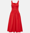 Alexander Mcqueen Sweetheart-neck Cotton Midi Dress In Lust Red